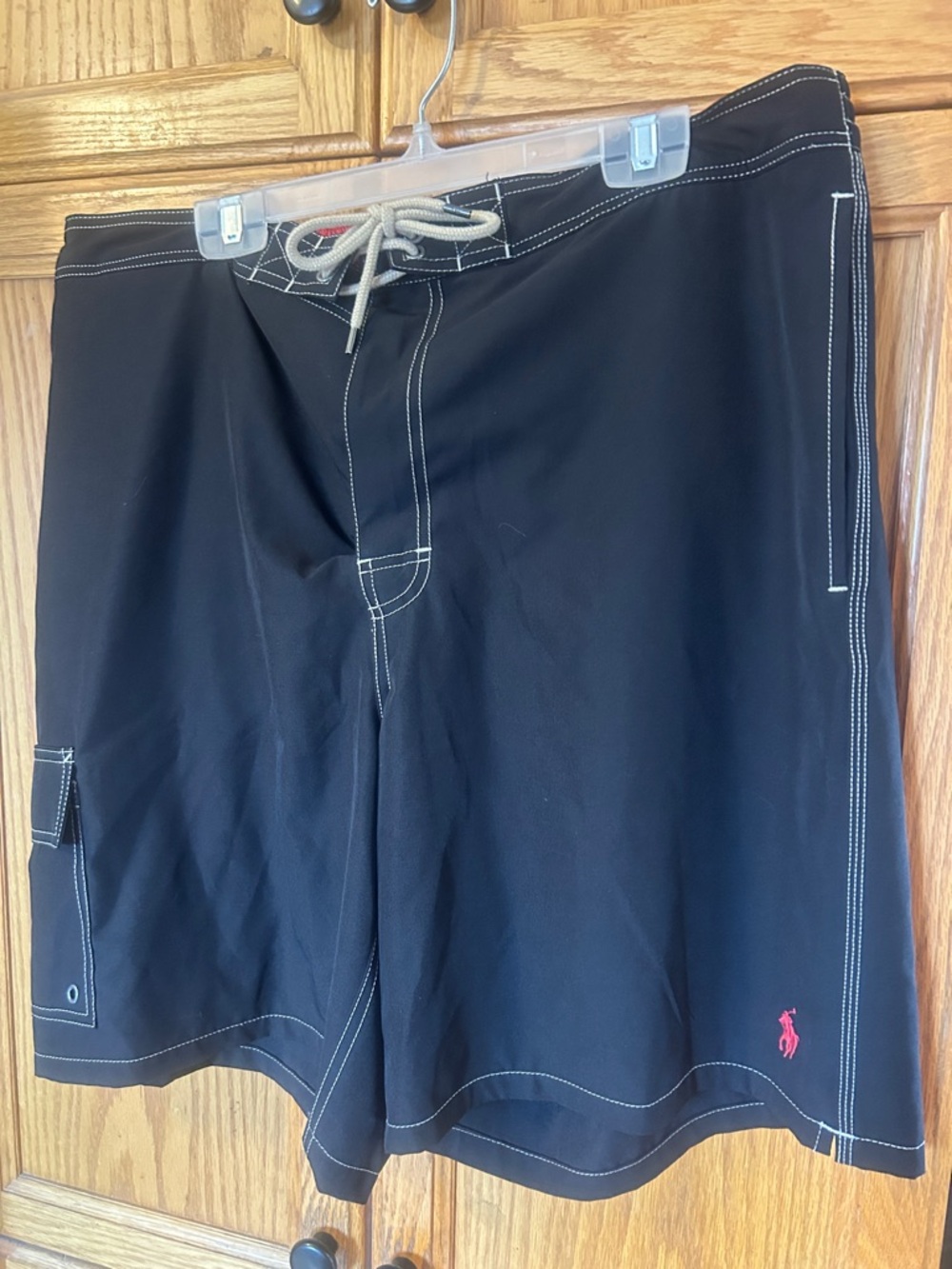 Polo by Ralph Lauren Black Swim Board Shorts with Pink Pony